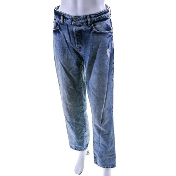 Lovers + Friends Dustin Boyfriend High Rise Button Fly Jeans Blue Size 25 - Picture 3 of 6